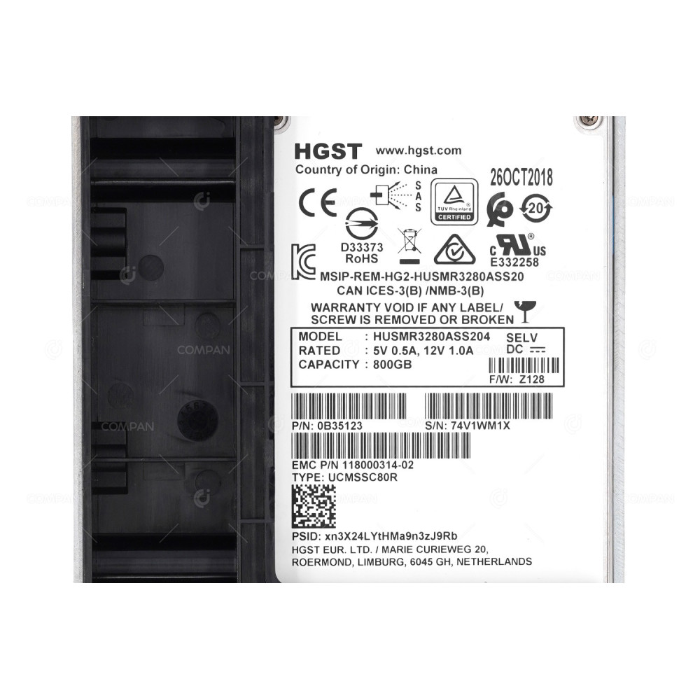 005052271 EMC SSD 800GB SAS 12G 2.5" SFF FOR EMC DATADOMAIN